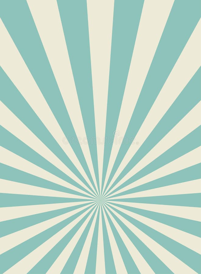 Sunlight retro narrow vertical background. Pale blue and beige color burst background. Fantasy Vector illustration. Magic Sun beam ray pattern background. Old paper starburst. Circus style