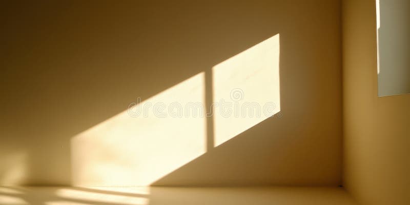 Sunlight streams through a window, casting light on a white wall in a cozy room. royalty free stock images