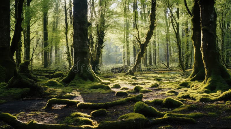 Sunlight trees grass stock image
