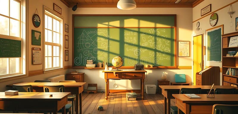 Sunlit Classroom Awaits Curious Minds royalty free stock image