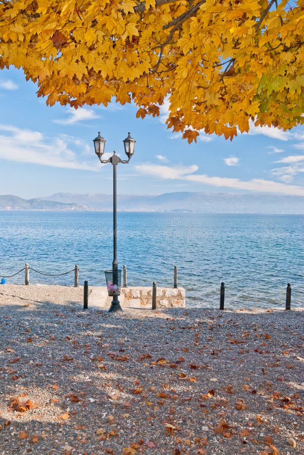 Sunny autumn day by The Lake Ohrid in Macedonia