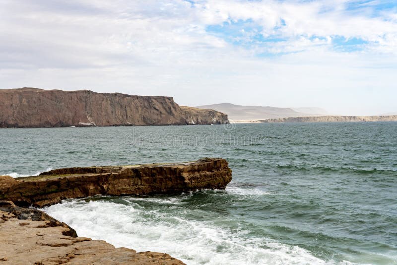 Sunny day on the shore of Lake Lagunillas in Pisco, Peru