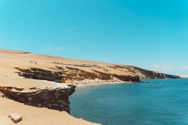 Sunny day on the shore of Lake Lagunillas in Pisco, Peru