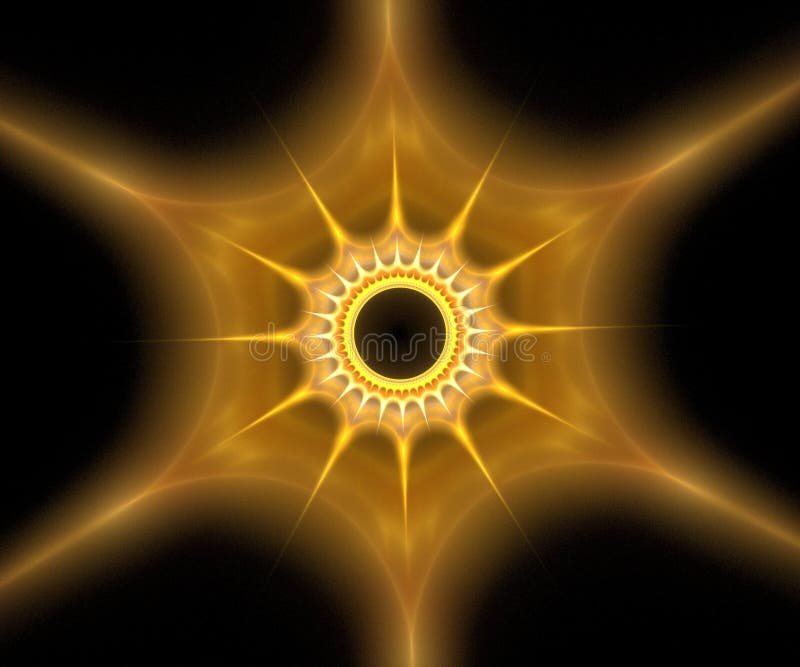 Sunny fractal - yellow 3D sun stock illustration