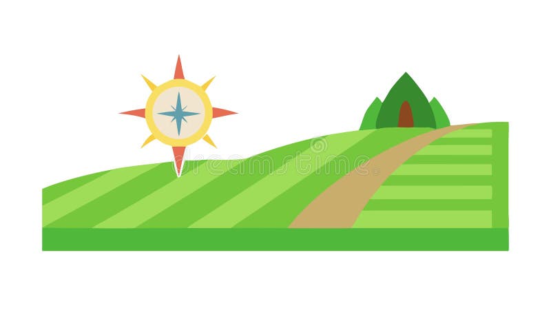 Sunny Hillside με σχεδίαση φυσικού ανύσματος Μονοπάτι Φυσική σχεδίαση Γεννητική τεχνητή νοημοσύνη απεικόνιση αποθεμάτων