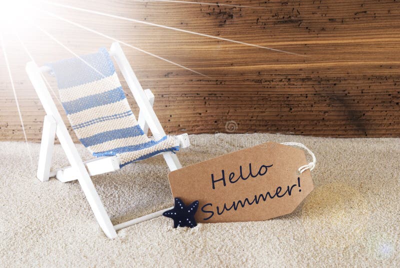 Sunny Label And Text Hello-Sommer lizenzfreies stockfoto Sunny Label And Text Hello-Sommer lizenzfreies stockfoto