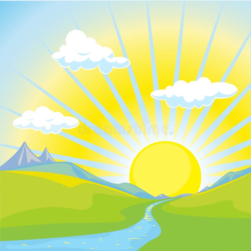 Sunny day landscape stock vector. Illustration of colorful 30569110