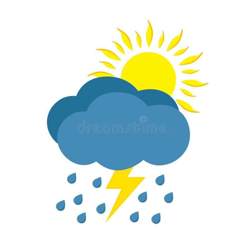 Sunny and rainy day. Weather forecast icon. Meteorological sign