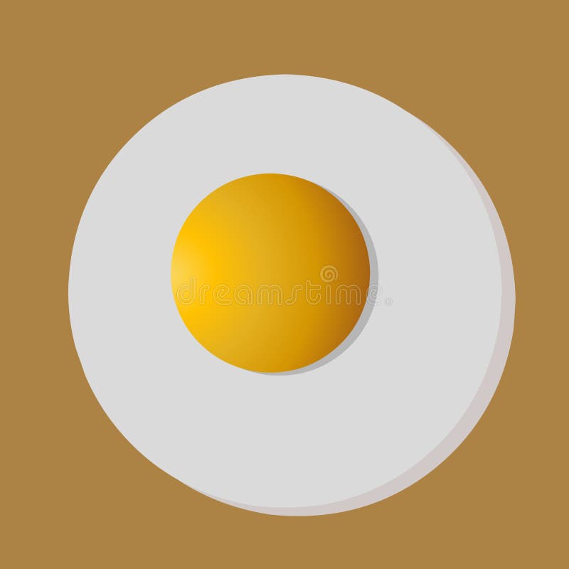 Sunny Side Egg , Top View. Isolated.Cartoon Illustration Stock