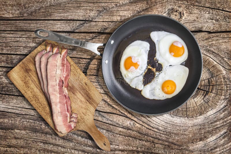 Sunny Side Up Fried Eggs In Heavy Duty Teflon Frying Pan 