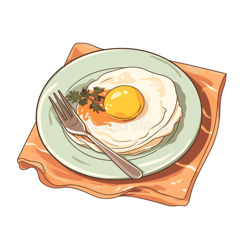 breakfast, eggs sunny side up, soup - Stock Illustration [79715898] - PIXTA