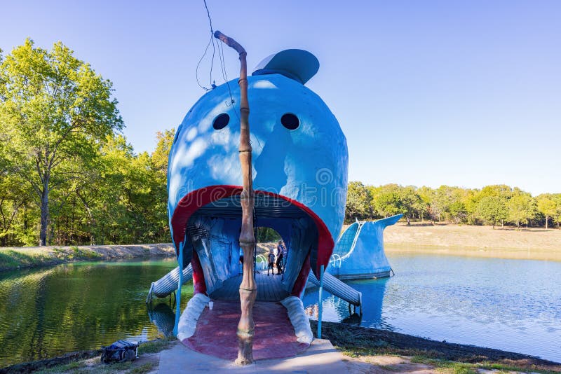 Sunny View of the Blue Whale of Catoosa Editorial Image Image of outdoor, tree 260901140