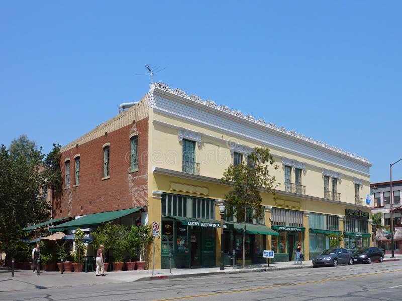Sunny view of historic buildings in Old Town Pasadena