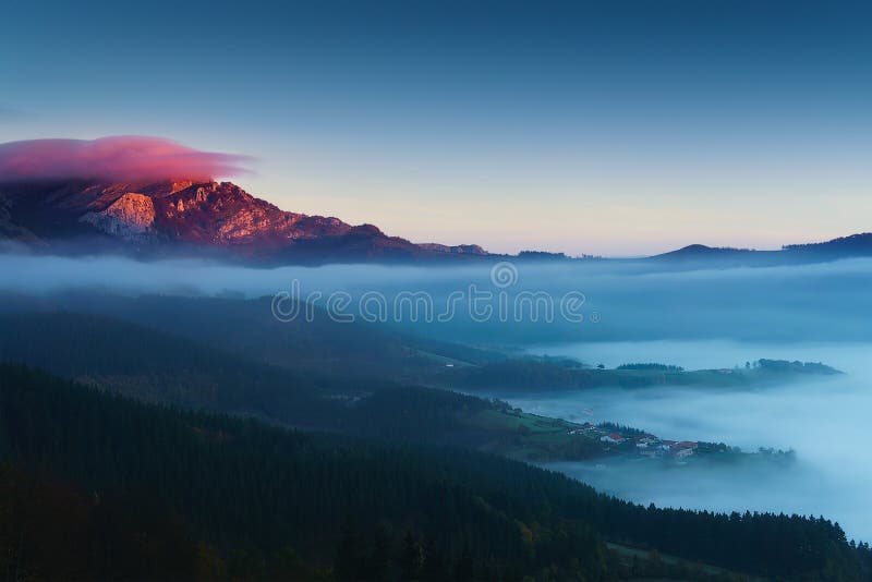 Sunrise in Aramaio valley with Anboto mountain