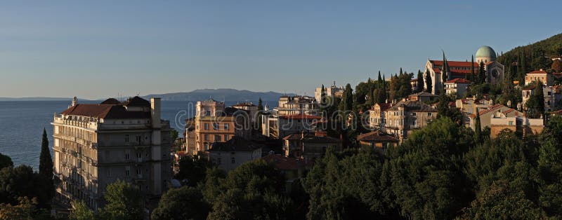 Sunrise in Opatija bay , Kvarner region of Croatia