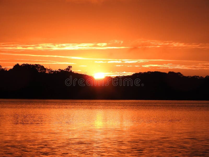Sunrise in the Brazilian Amazon Stock Photo Image of cloud, lake