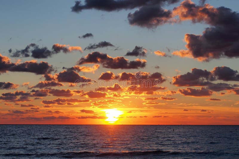 Sunrise Cloudscape Over Miami Beach, Florida. Stock Image Image of