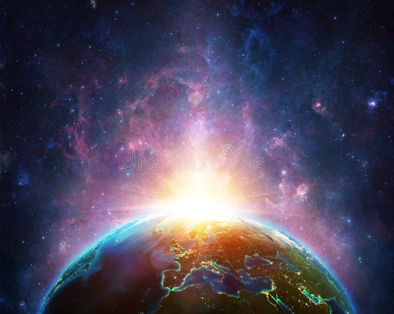 Sunrise On Earth Planet stock illustration Sunrise On Earth Planet stock illustration