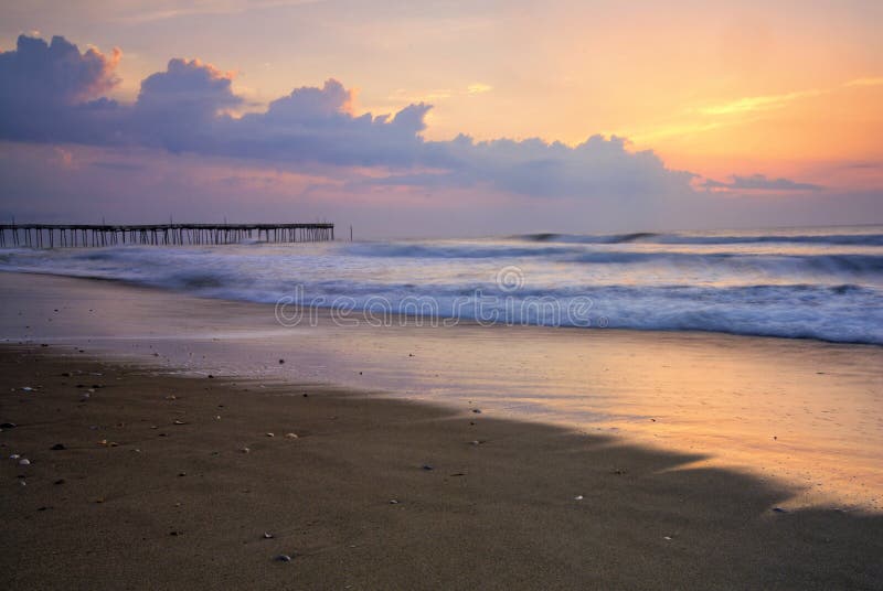 Sunrise at fishing pier on the Outer Banks, North Carolina, USA