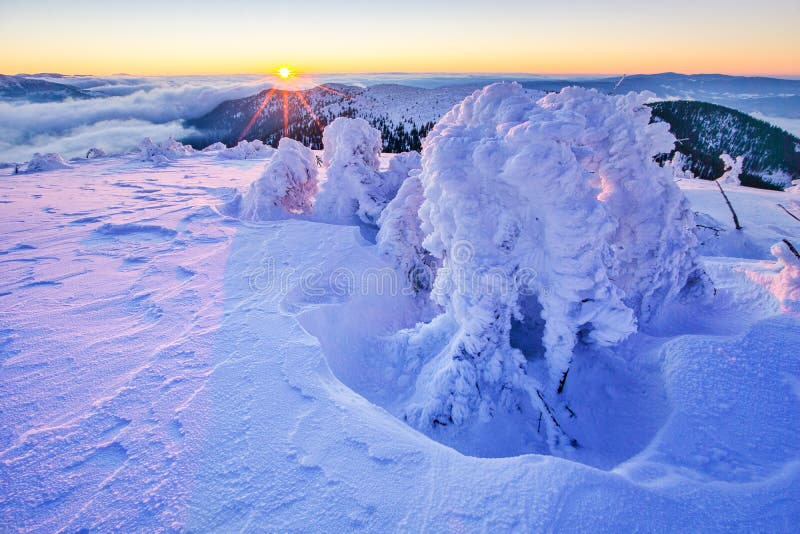 Sunrise on the hill Kosarisko in Low Tatras mountains