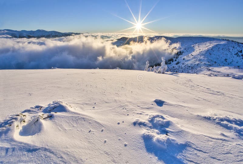 Sunrise on the hill Kosarisko in Low Tatras mountains