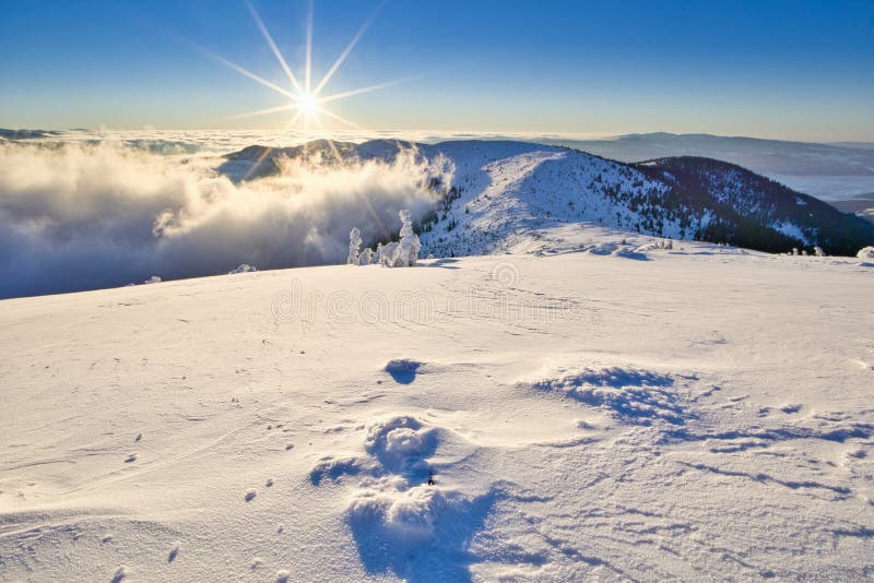 Sunrise on the hill Kosarisko in Low Tatras mountains