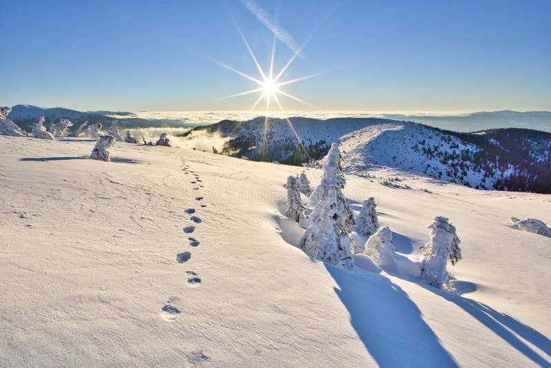 Sunrise on the hill Kosarisko in Low Tatras mountains