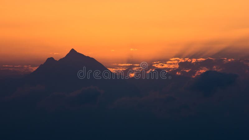 Sunrise at holy mountain Athos in Chalkidiki