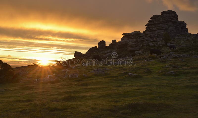 Sunrise on Hound Tor, Dartmoor, Devon