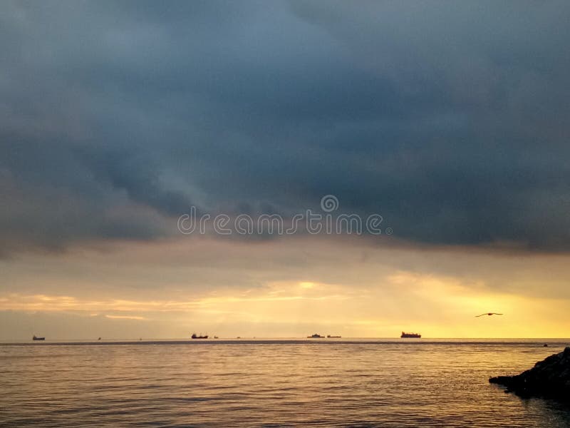 Sunset on the Kadikoy seafront in Istanbul, Turkey stock photography Sunset on the Kadikoy seafront in Istanbul, Turkey stock photography