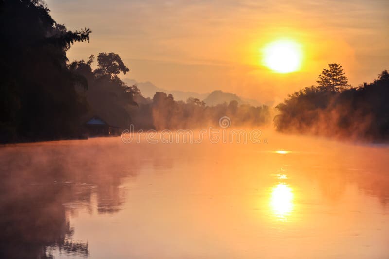 Sunrise at kwai noi river