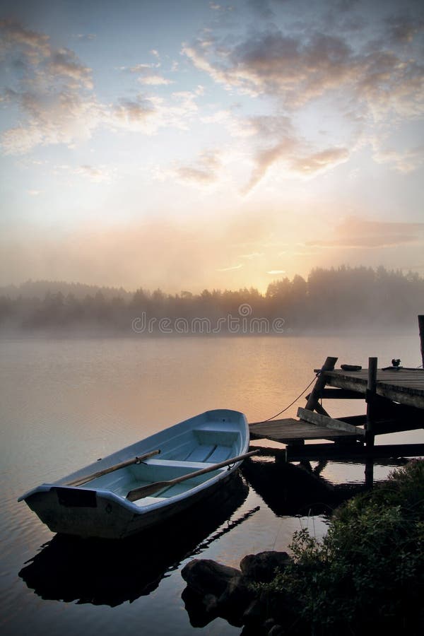 Sunrise by the lake stock image