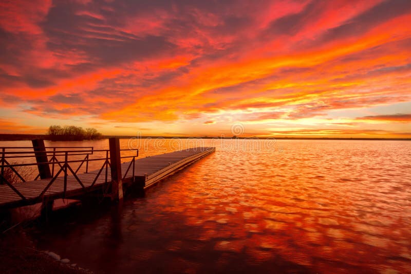 Sunrise on Lon Hagler Lake in Loveland Colorado