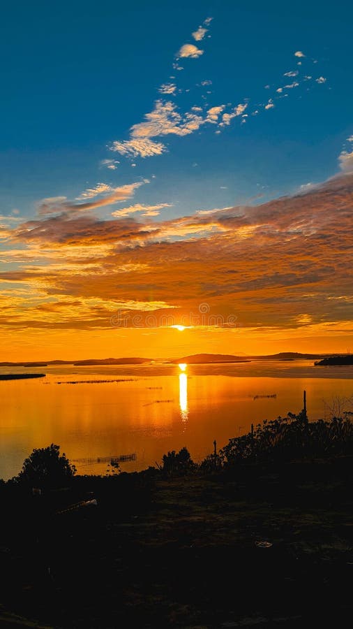 Sunrise in the Morning on the Water Beautiful Stock Photo Image of