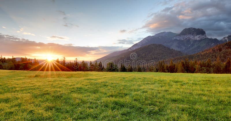 Sunrise in mountains landscape, Slovakia, Tatranska Javorina