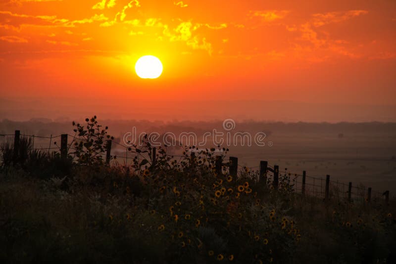 Sunrise at North Platte River valley, western Nebraska, USA