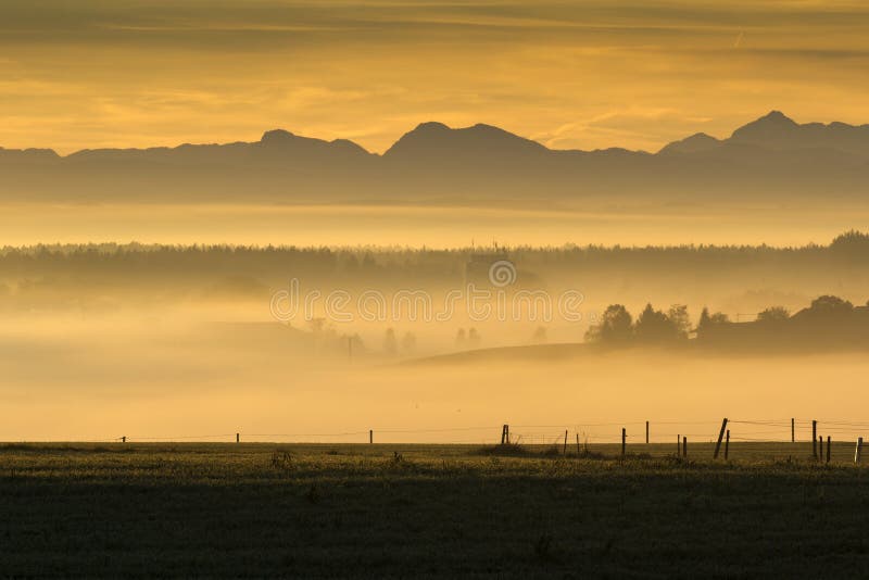 Sunrise over the alps, Bavaria, Germany