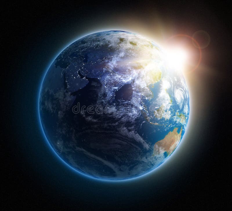 Sunrise over Earth stock illustration
