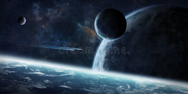 Exoplanet Fantastic Landscape Stock Illustration - Illustration of ...