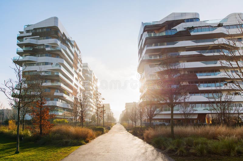 Sunrise Over a Modern Apartment Complex Stock Photo Image of sunrise
