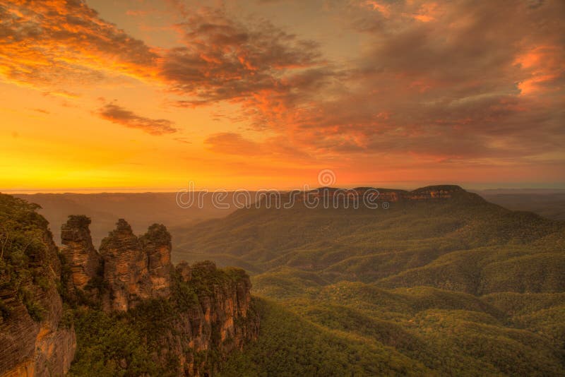 Sunrise over mountains in Australia