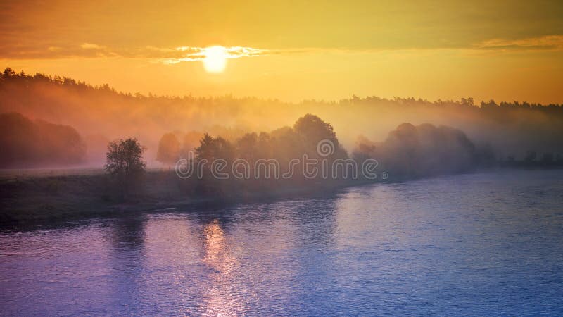 Sunrise over river Neris