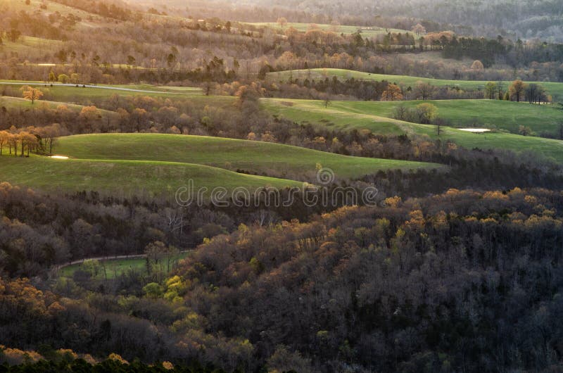 Sunrise Over a Valley in Arkansas Stock Image Image of green, spring