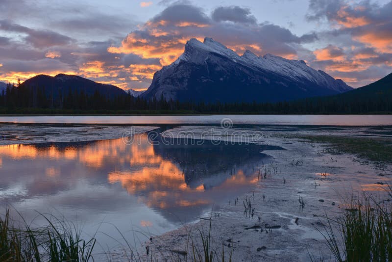 Sunrise over Vermilion Lake and Mount Rundle