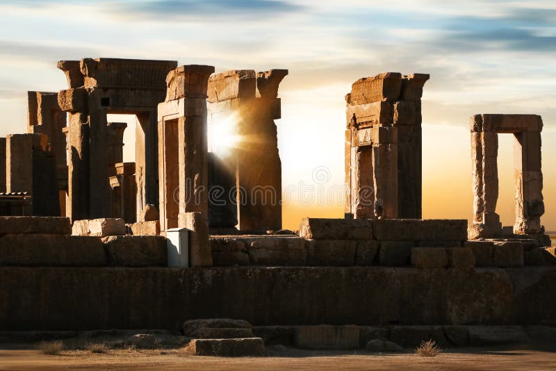 Sunrise in Persepolis. Iran. Ancient Persia. Sunrise and sunset background royalty free stock photos Sunrise in Persepolis. Iran. Ancient Persia. Sunrise and sunset background royalty free stock photos