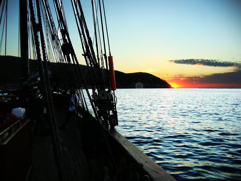 Sunrise from a Tall Ship royalty free stock photos Sunrise from a Tall Ship royalty free stock photos