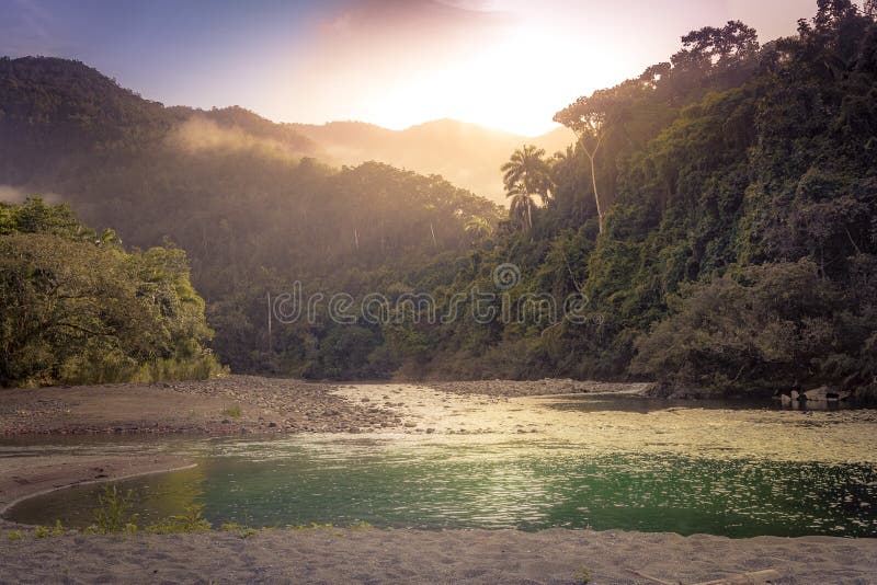 Sunrise on the Toa River stock photo. Image of cuba 212607416