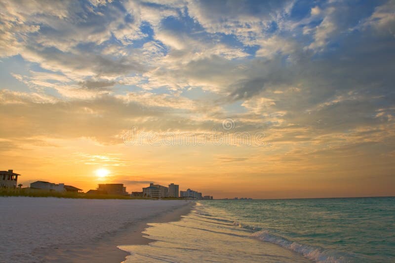 Sunrise under atlantic ocean coast