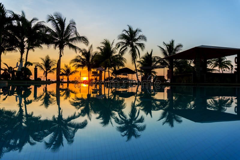 Sunrise via swimming pool