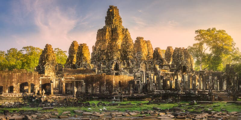 Download Ancient Temple Bayon Angkor Siem Reap, Cambodia Stock Image - Image of light, beam: 111487881